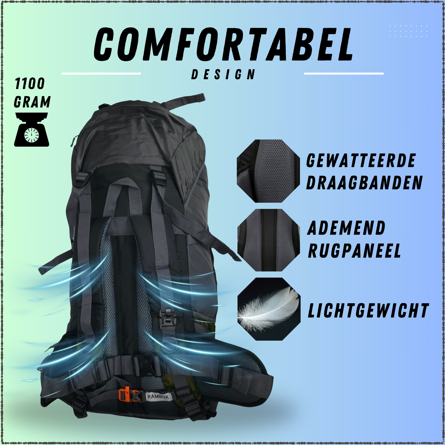 60L Trekking Rugzak Legergroen