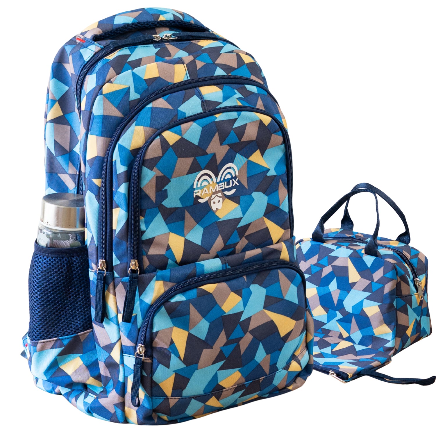 Schooltas Set - Blauw Abstract - 3-delig RAMBUX
