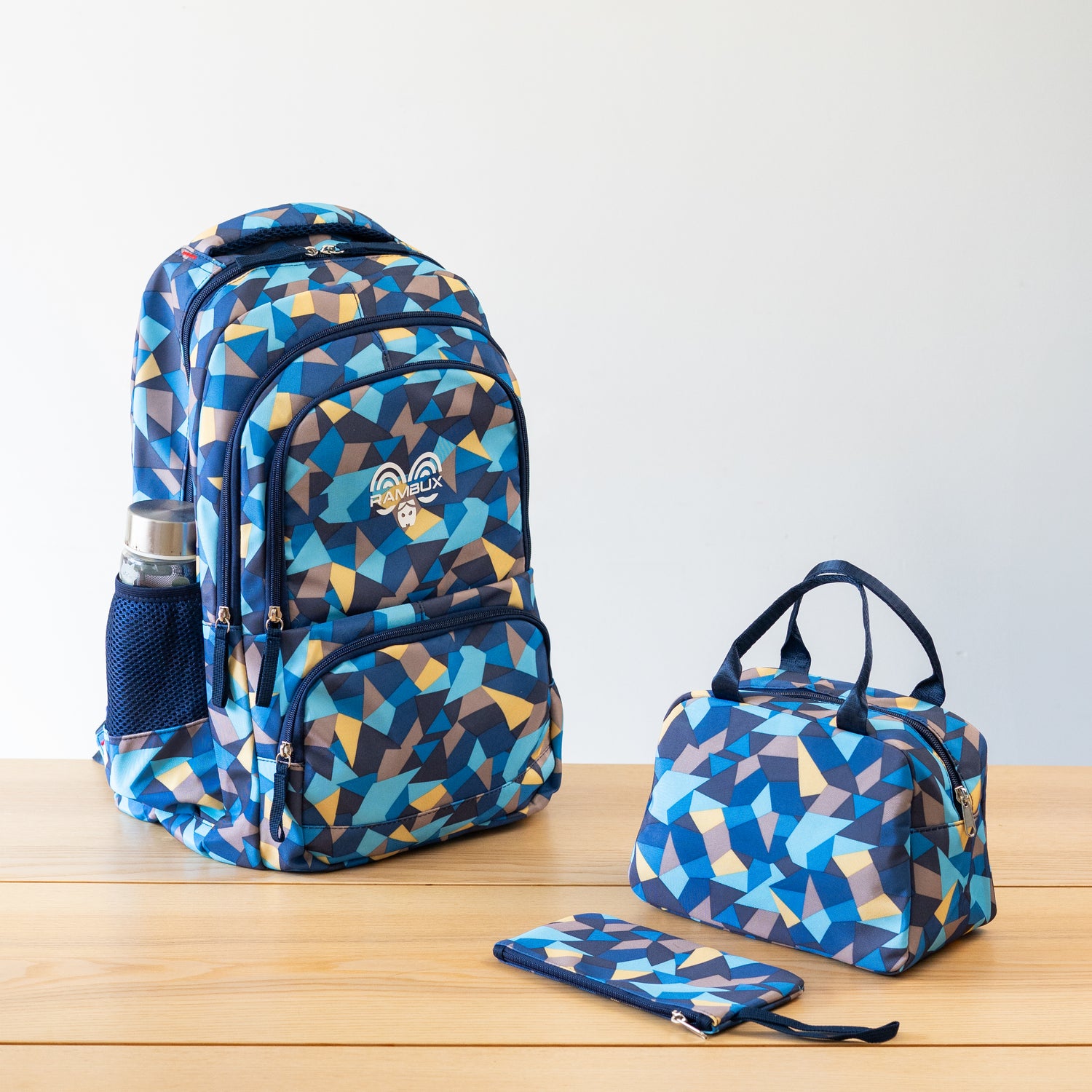 Schooltas Set - Blauw Abstract - 3-delig RAMBUX
