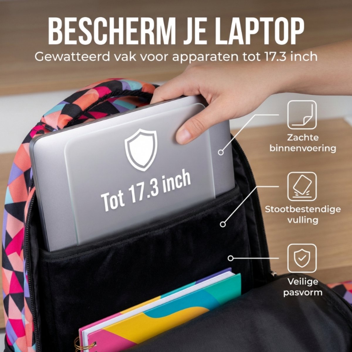 Schooltas Set Zwart Abstract 3-delig