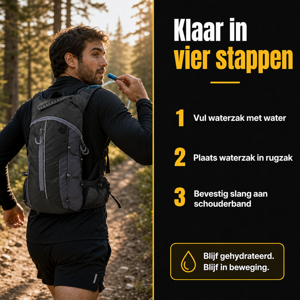Hydratatie Rugzak Zwart Grijs 2 Liter