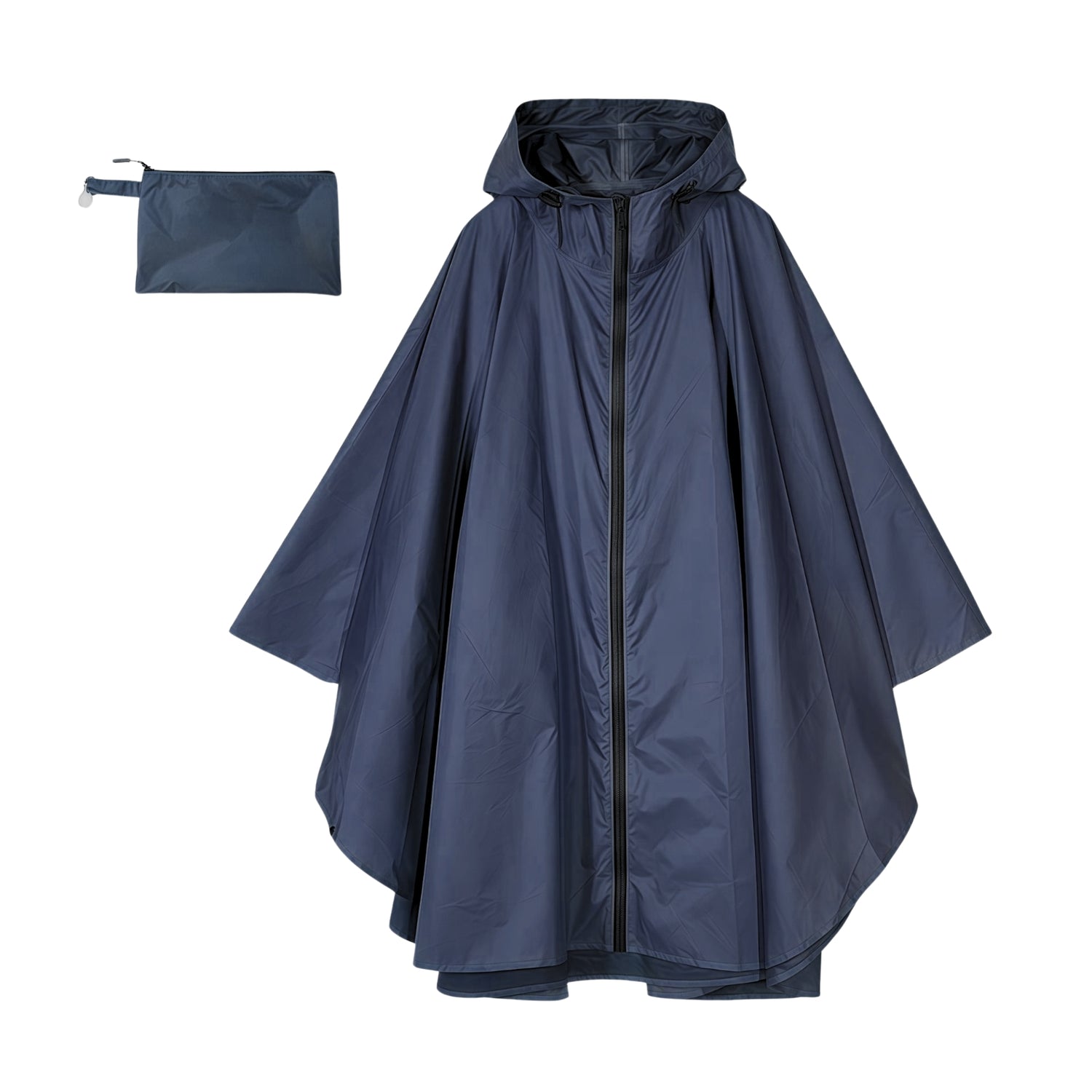 Poncho Regenjas met Capuchon Marineblauw