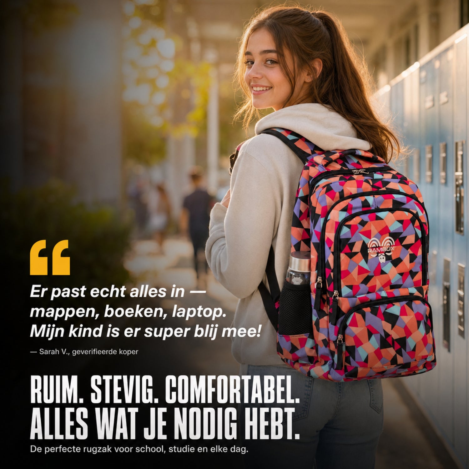 Schooltas Set Zwart Abstract 3-delig