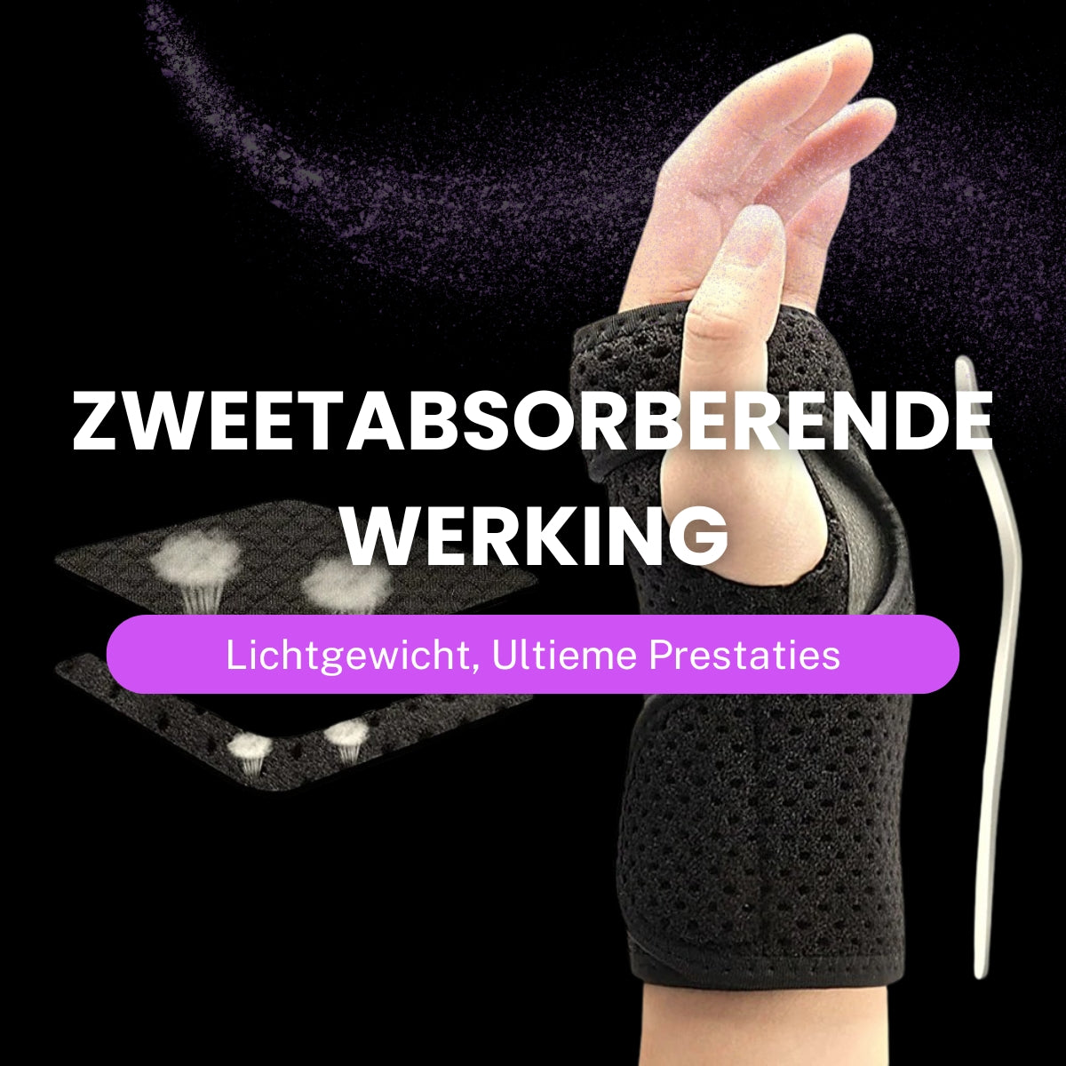 Polsbrace Links – Pols Ondersteuning voor Werk & Sport – One Size – Zwart