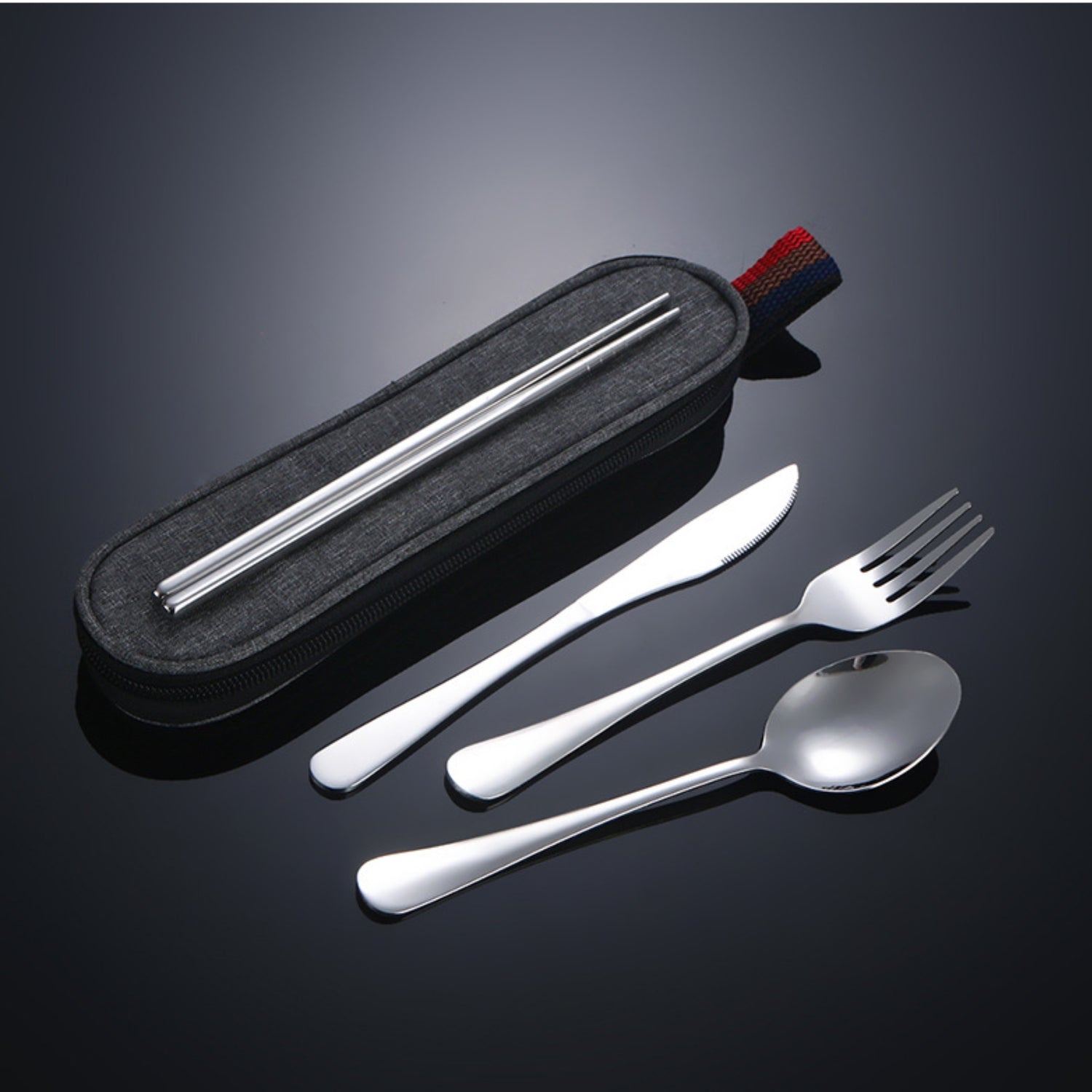 RAMBUX® - RVS Bestekset - Mes Vork Lepel & Stokjes - met Etui - Grijs