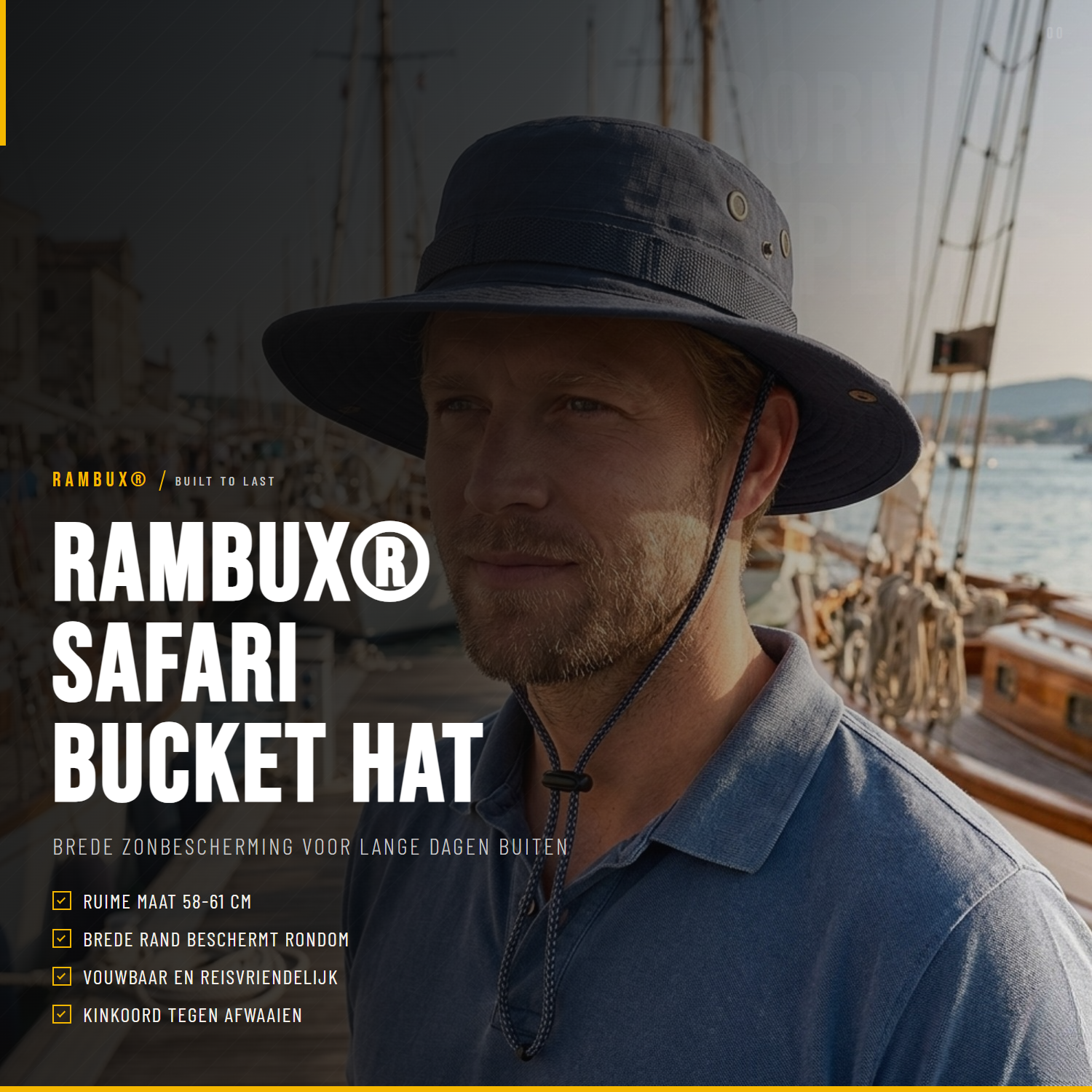 Bucket Hat Heren Marineblauw