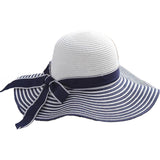Zonnehoed Dames - Riet - Blauw-Wit